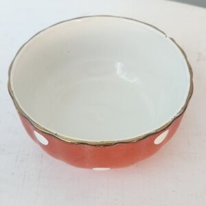 Vintage Sarreguemines France Mixing Bowl 4.5" Red Polka Dot